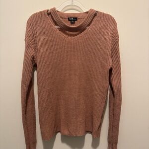 Love By Chesley Pink V Neck off the shoulder sweater size SMALL